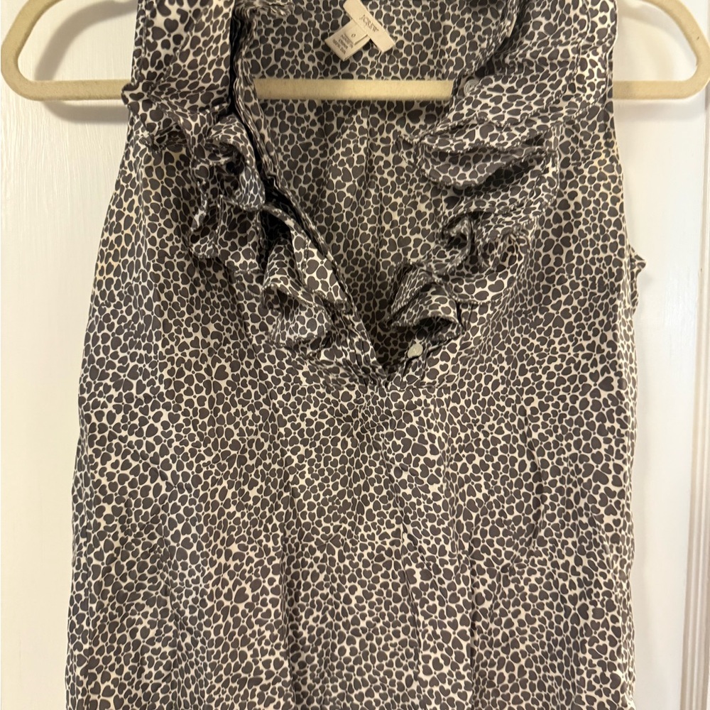 J. Crew Black and White Ruffle Blouse